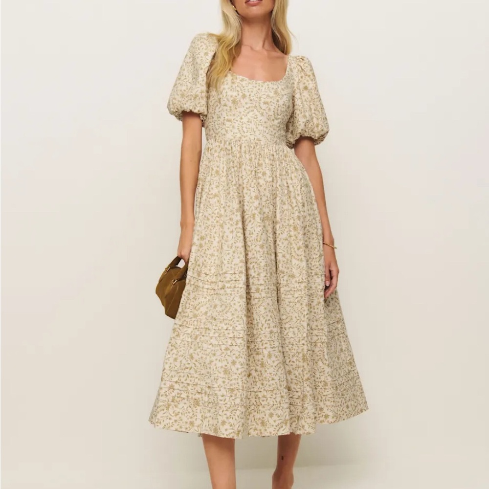 Reformation “Everlyn” Cream Floral Midi Dress